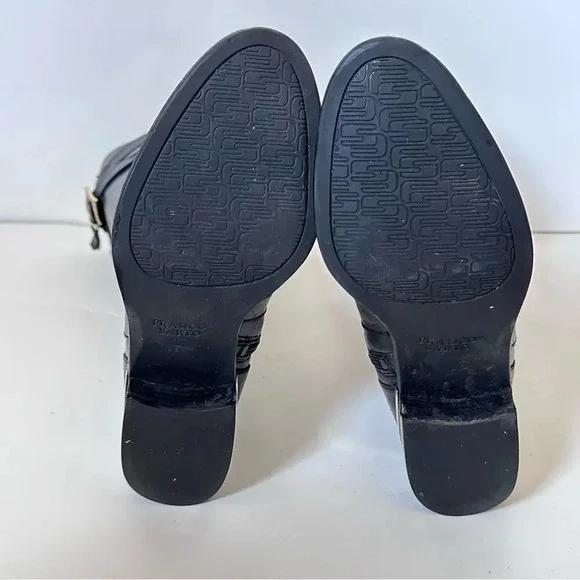 Franco Sarto Celeste Leather Knee High Boots Womens Size 6 M-W/C Black Gold - Picture 10 of 12